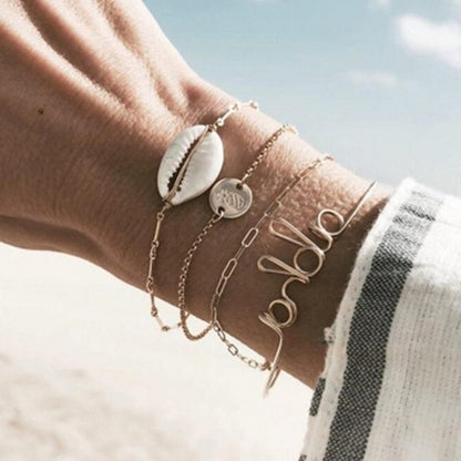 5pcs Mixed Golden Shell Starfish Friendship Bracelets