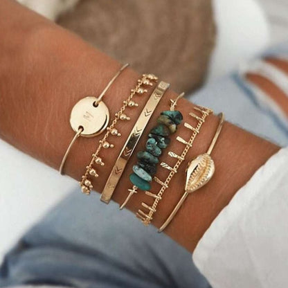 5pcs Mixed Golden Shell Starfish Friendship Bracelets