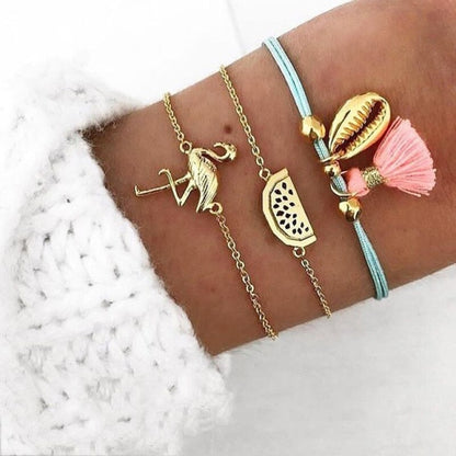 5pcs Mixed Golden Shell Starfish Friendship Bracelets
