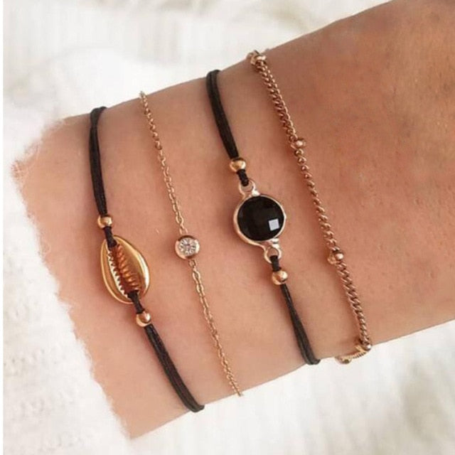 5pcs Mixed Golden Shell Starfish Friendship Bracelets
