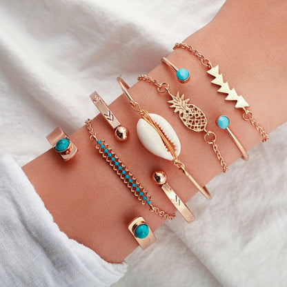 5pcs Mixed Golden Shell Starfish Friendship Bracelets
