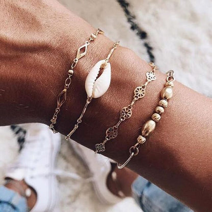 5pcs Mixed Golden Shell Starfish Friendship Bracelets