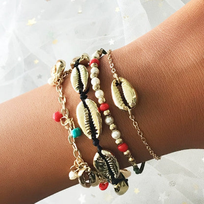 5pcs Mixed Golden Shell Starfish Friendship Bracelets
