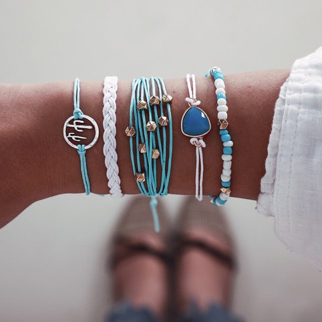 5pcs Mixed Golden Shell Starfish Friendship Bracelets