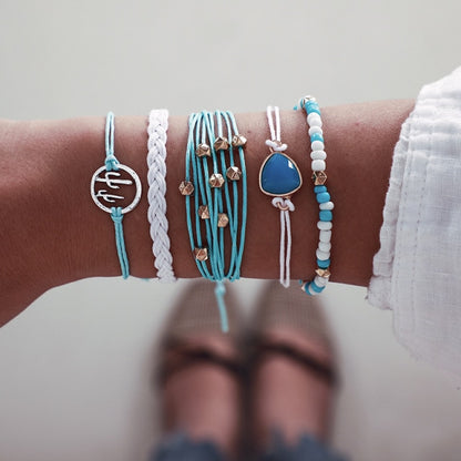 5pcs Mixed Golden Shell Starfish Friendship Bracelets