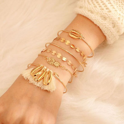 5pcs Mixed Golden Shell Starfish Friendship Bracelets