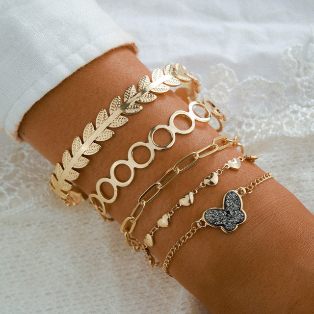 5pcs Mixed Golden Shell Starfish Friendship Bracelets
