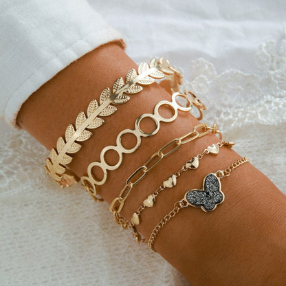 5pcs Mixed Golden Shell Starfish Friendship Bracelets